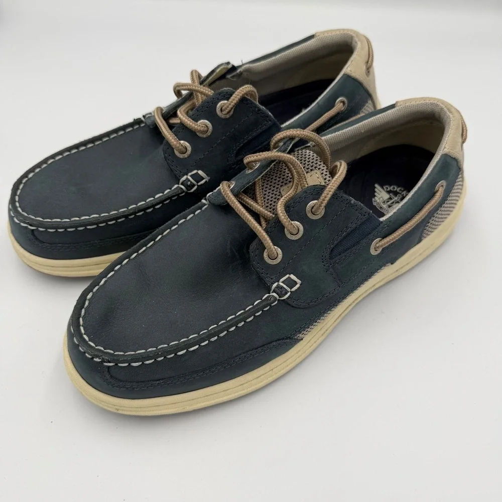 Dockers Mens Navy Blue Leather Mesh Boat Shoes Nautical Loafers Size 7.5 M WOB